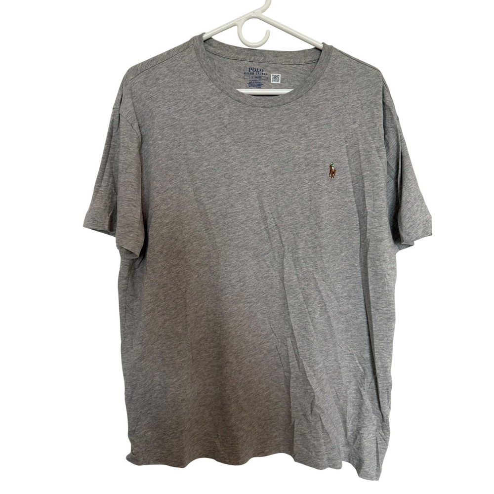 Polo Ralph Lauren Mens Classic Fit Crewneck T-Shirt Heather Gray Size Large Pony